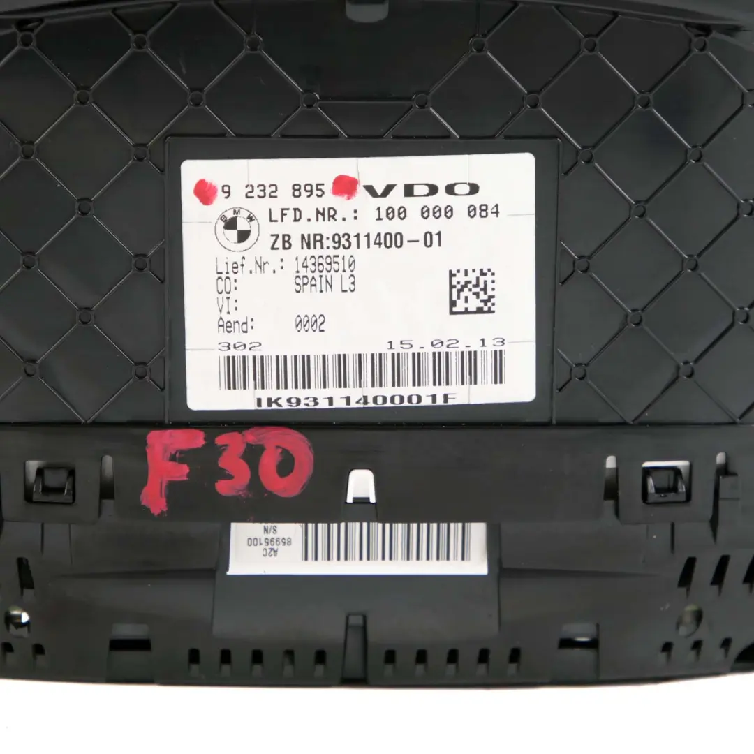 BMW 3 4 F30 F31 F32 Instrument Cluster Unit Speedo Clocks MPH Automatic 9311400 - SKU rhd-9311400 - Part number 9325222