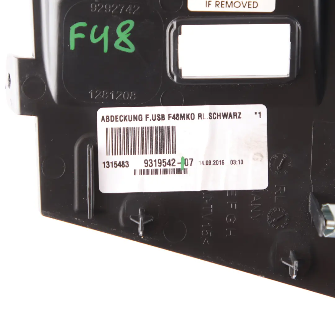 BMW X1 F48 Centre Console USB Port Cover Plug Socket Black Trim Panel - SKU rhd-9319542 - Part number 9319542