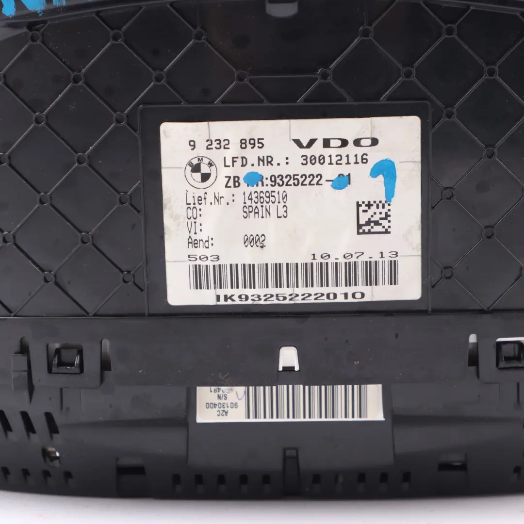 Instrument Cluster Unit Speedo Clocks MPH Automatic to BMW F30 F31 F32 with Part number 9325222 BMW F30 F31 F32 Instrument Cluster Unit Speedo Clocks MPH Automatic - SKU rhd-9325222-1 - Part number 9325222