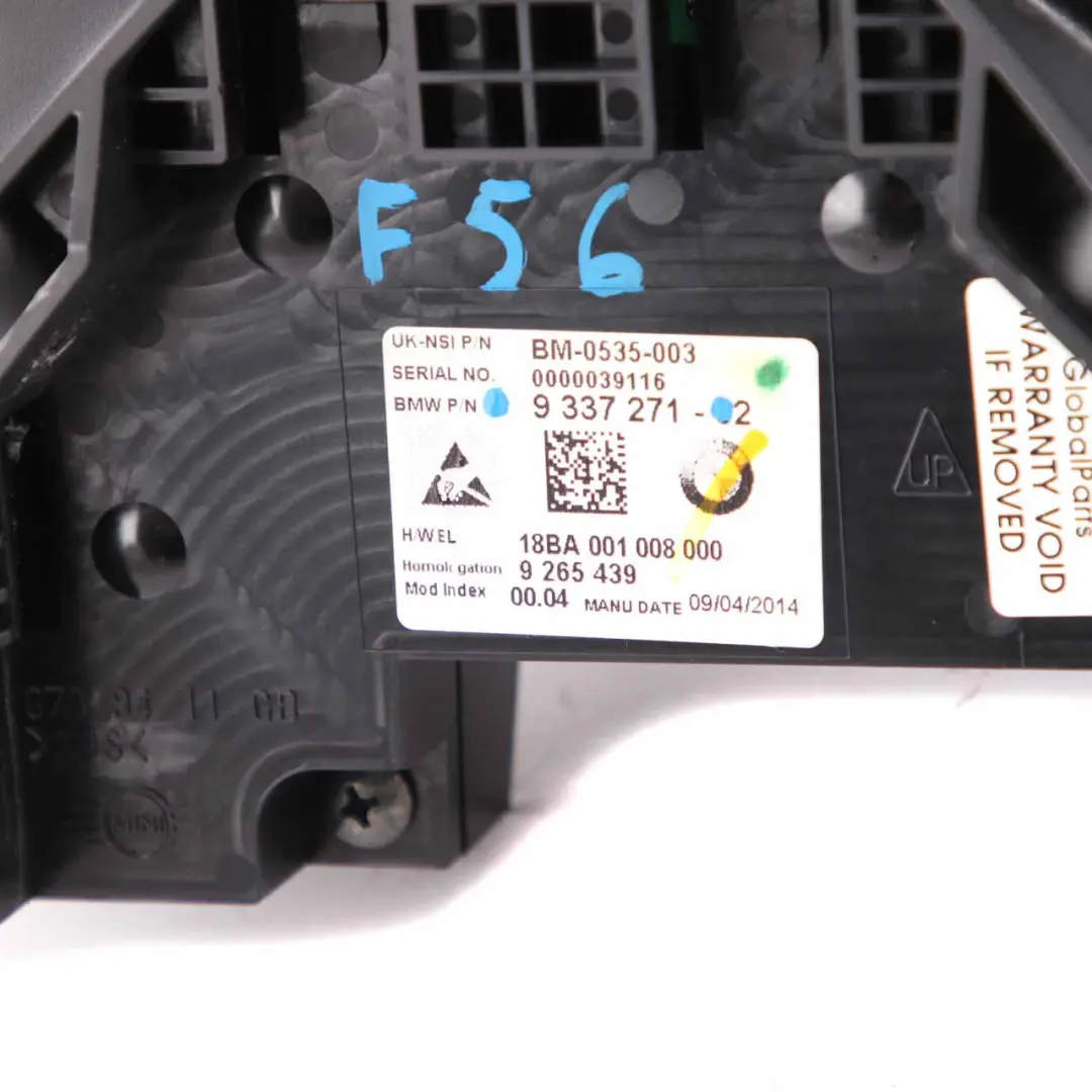 Instrument Cluster Speedo Clocks Speedometer Manual to Mini Cooper F55 F56 F57 F60 with Part number 9337271 Mini Cooper F55 F56 F57 F60 Instrument Cluster Speedo Clocks Speedometer Manual - SKU rhd-9337271 - Part number 9337271