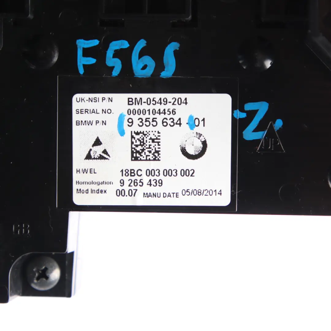 Mini Cooper D F55 F56 Speedometer Speedo Clock Instrument Cluster Manual - SKU rhd-9355634 - Part number 9355634