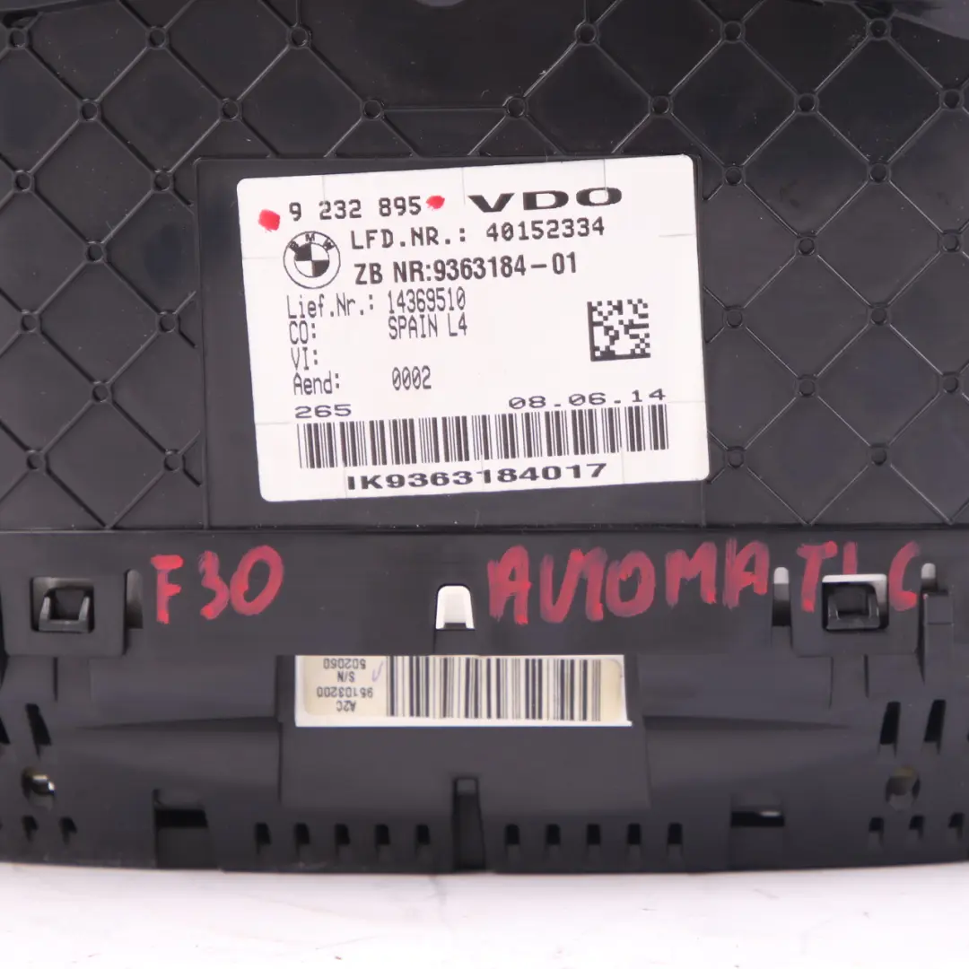 BMW F30 F31 Instrument Cluster Speedo Clocks Petrol Automatic MPH - SKU rhd-9363187 - Part number 9363187