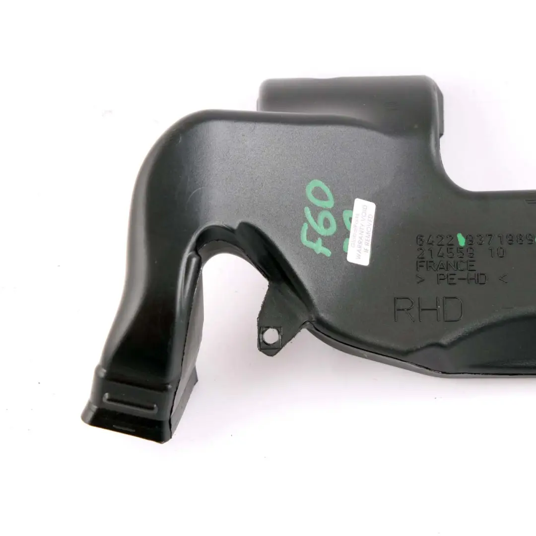 Right O/S Floor Heater Duct Air Part to Mini Countryman F60 with Part number 9371989 Mini Countryman F60 Right O/S Floor Heater Duct Air Part - SKU rhd-9371989 - Part number 9371989