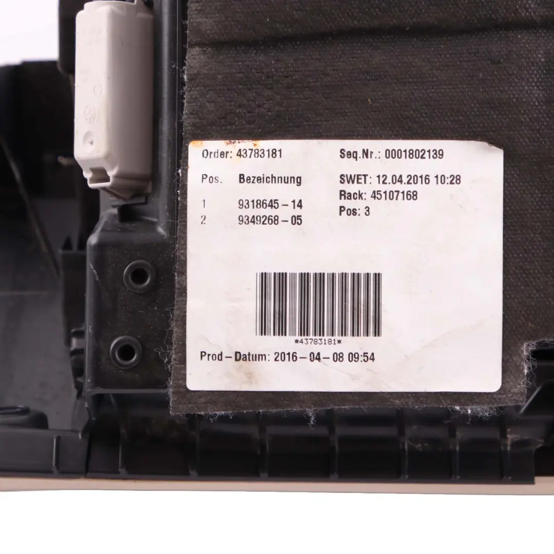 Glove Box BMW F45 F46 Glovebox Dashboard Canberra Beige 9318645 to with Part number 9378423 Glove Box BMW F45 F46 Glovebox Dashboard Canberra Beige 9318645 - SKU rhd-9378423 - Part number 9378423