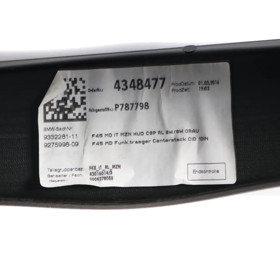 Dashboard Console BMW F45 F46 Dash Trim Covering Panel Black to with Part number 9378962 Dashboard Console BMW F45 F46 Dash Trim Covering Panel Black - SKU rhd-9378962 - Part number 9378962