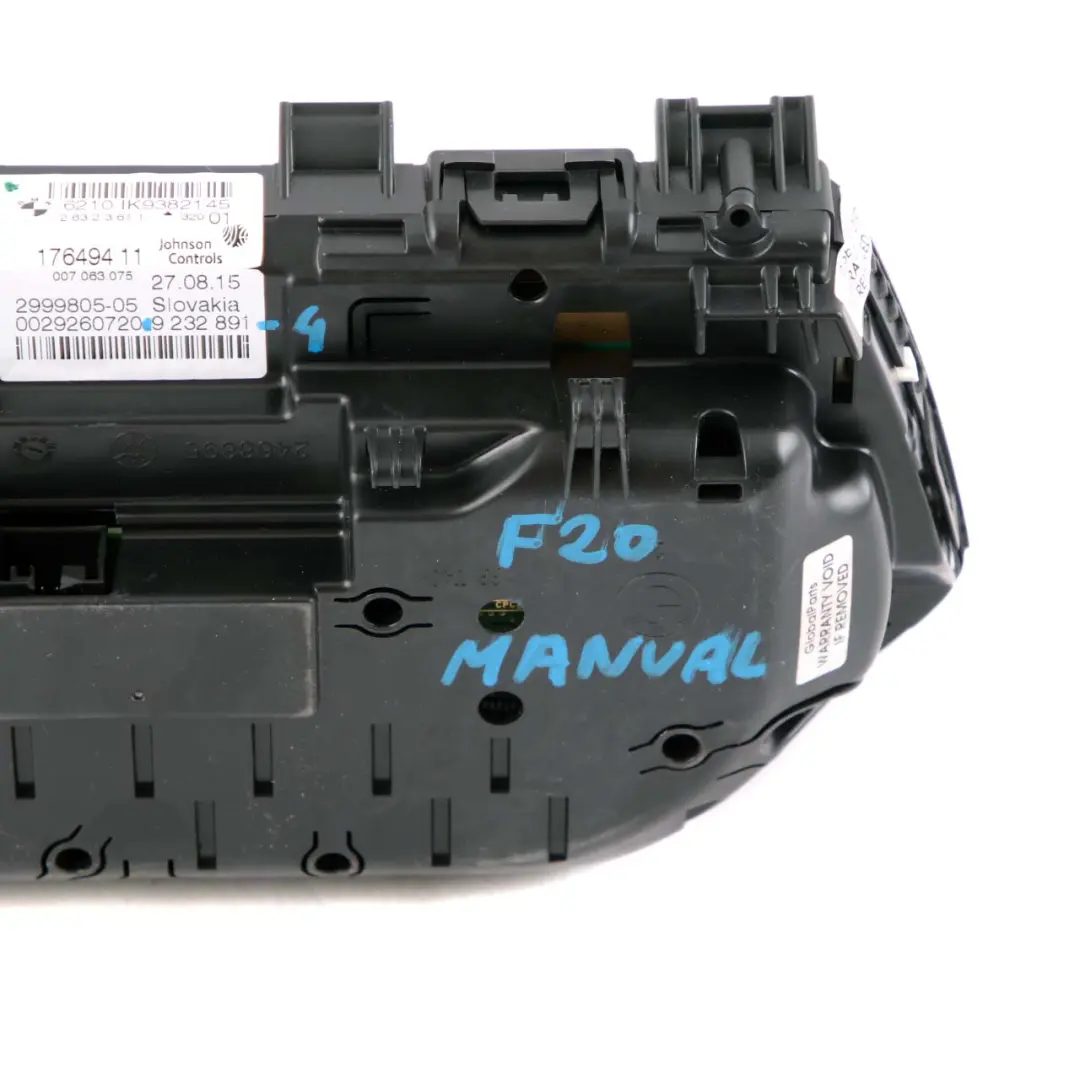 Instrument Cluster Speedo Clocks Unit Manual to BMW F20 F21 F22 Diesel with Part number 9382145 BMW F20 F21 F22 Diesel Instrument Cluster Speedo Clocks Unit Manual - SKU rhd-9382145 - Part number 9382145