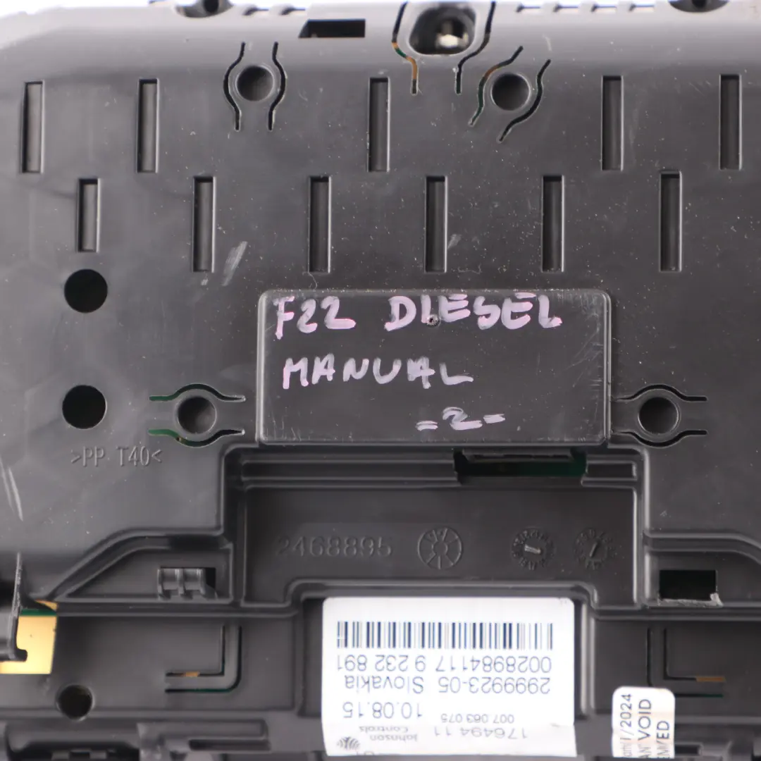  Instrument Cluster BMW F20 F21 F22 Diesel Speedo Clocks Meter Manual - SKU rhd-9382160 - Part number 9382160
