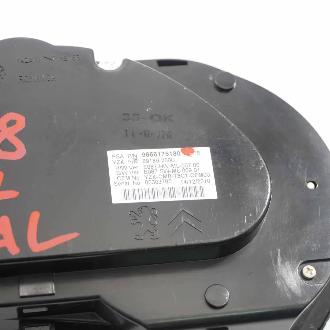 Peugeot 3008 Diesel Instrument Cluster Speedo Clocks Meter Manual - SKU rhd-9666175180 - Part number 9666175180