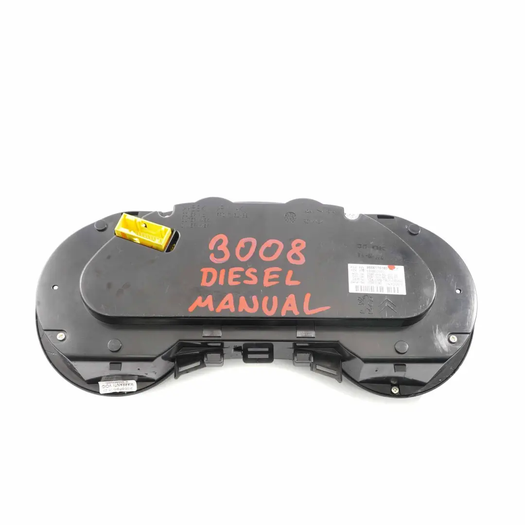 Instrument Cluster Speedo Clocks Meter Manual to Peugeot 3008 Diesel with Part number 9666175180 Peugeot 3008 Diesel Instrument Cluster Speedo Clocks Meter Manual - SKU rhd-9666175180 - Part number 9666175180