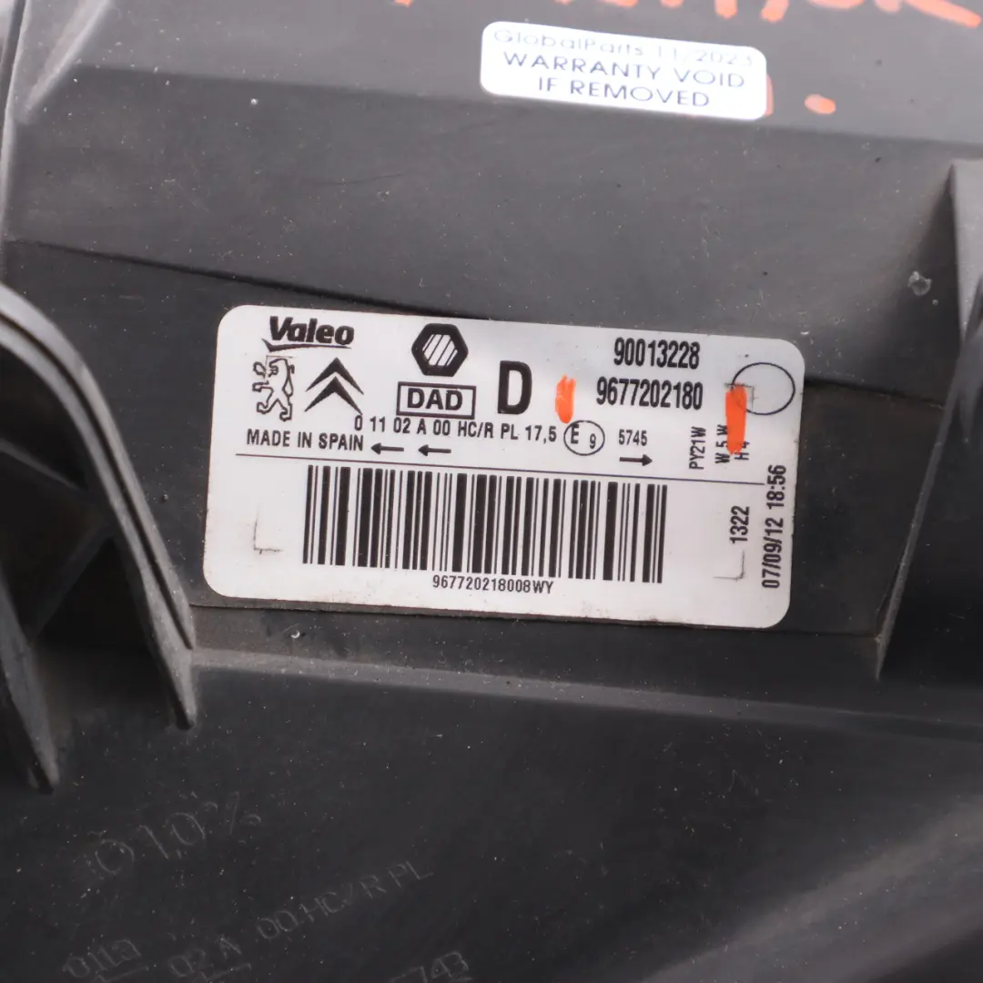 Peugeot Partner 2 Headlight Headlamp Lamp Light Front Right O/S - SKU rhd-9677202180 - Part number 9677202180