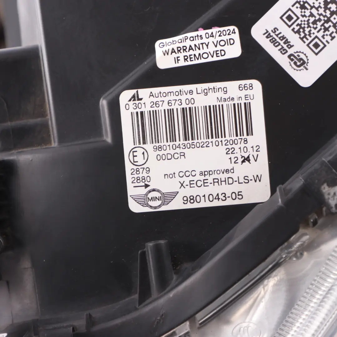  Headlight Lamp Mini Cooper R60 R61 Bi-Xenon Light Headlamp Left N/S 9801043 - SKU rhd-9801043 - Part number 9807481