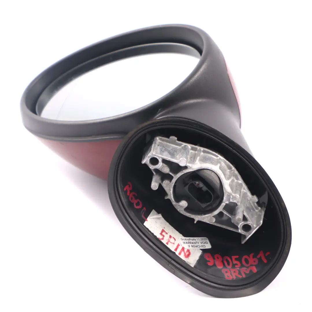 Countyman R60 Wing Mirror Door Left N/S Heated 5 Pins Blazing Red - B63 to Mini with Part number 9805061 Mini Countyman R60 Wing Mirror Door Left N/S Heated 5 Pins Blazing Red - B63 - SKU rhd-9805061-BRM - Part number 9805061