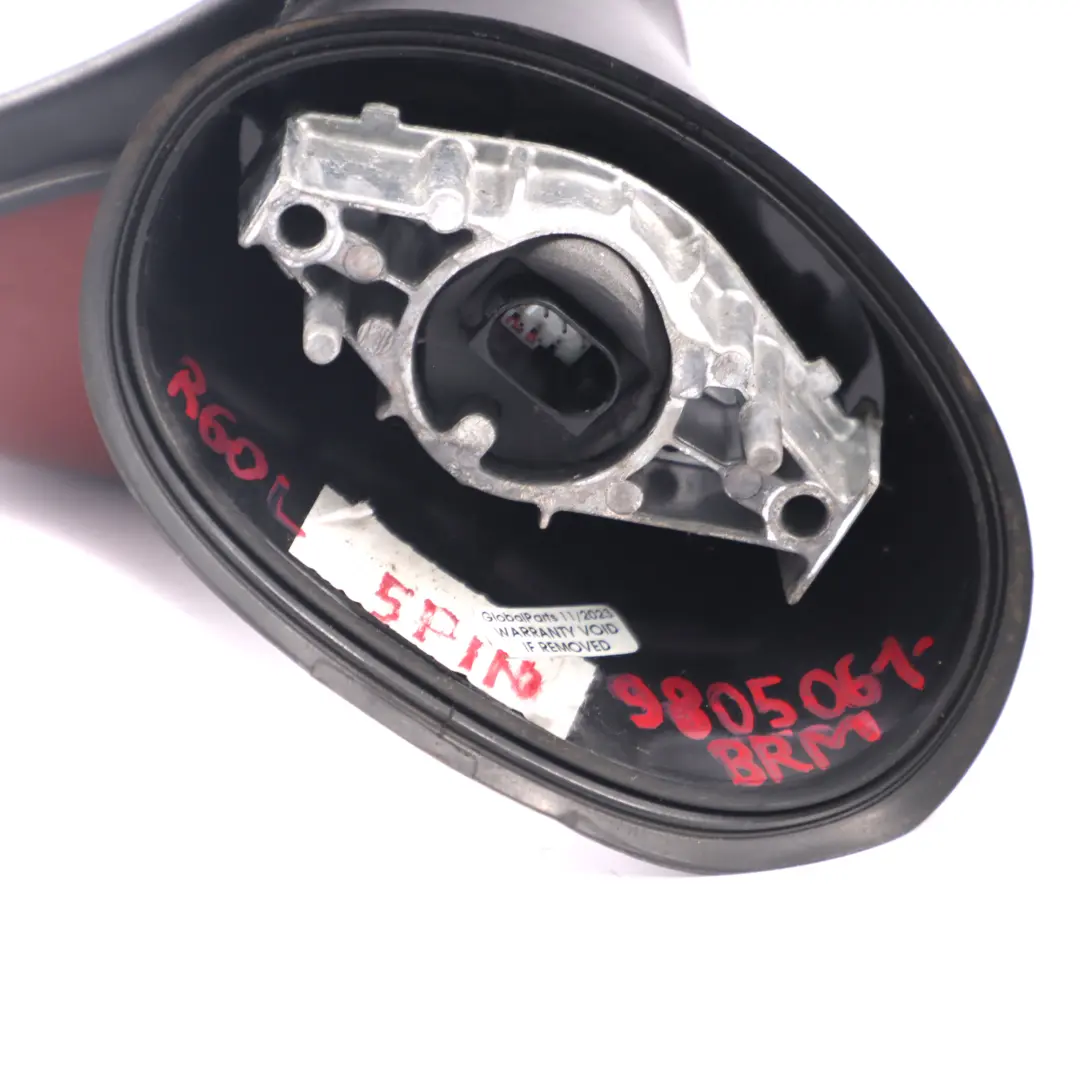 Countyman R60 Wing Mirror Door Left N/S Heated 5 Pins Blazing Red - B63 to Mini with Part number 9805061 Mini Countyman R60 Wing Mirror Door Left N/S Heated 5 Pins Blazing Red - B63 - SKU rhd-9805061-BRM - Part number 9805061