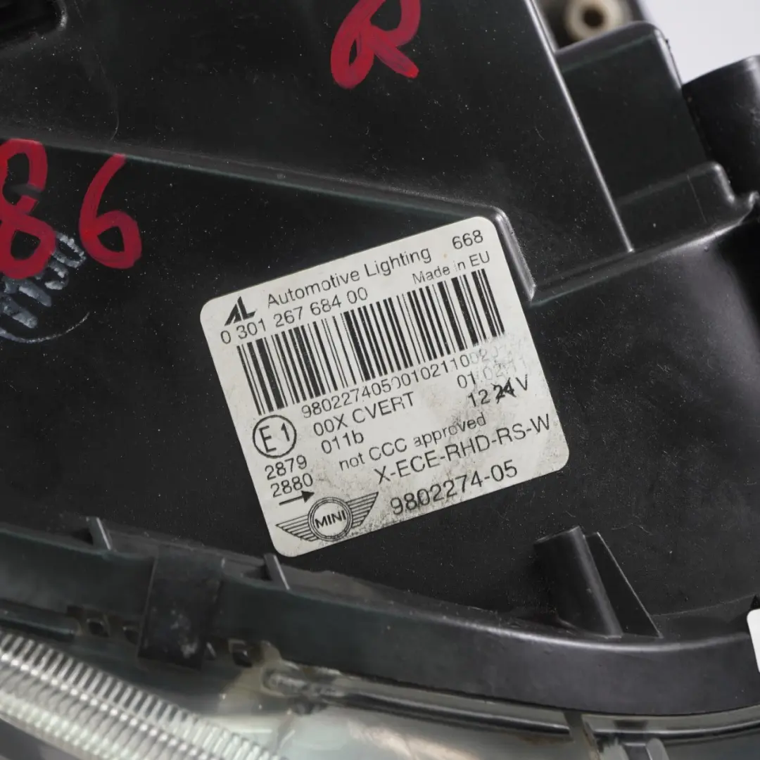 Bi-Xenon AHL Headlight Lamp Right O/S 9802274 to MINI R60 R61 Countryman Paceman with Part number 9807486 MINI R60 R61 Countryman Paceman Bi-Xenon AHL Headlight Lamp Right O/S 9802274 - SKU rhd-9807486 - Part number 9807486