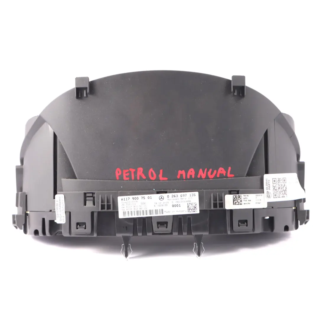 Instrument Cluster Speedo Clocks Meter Manual to Mercedes C117 Petrol with Part number A1179007501 Mercedes C117 Petrol Instrument Cluster Speedo Clocks Meter Manual - SKU rhd-A1179007501 - Part number A1179007501