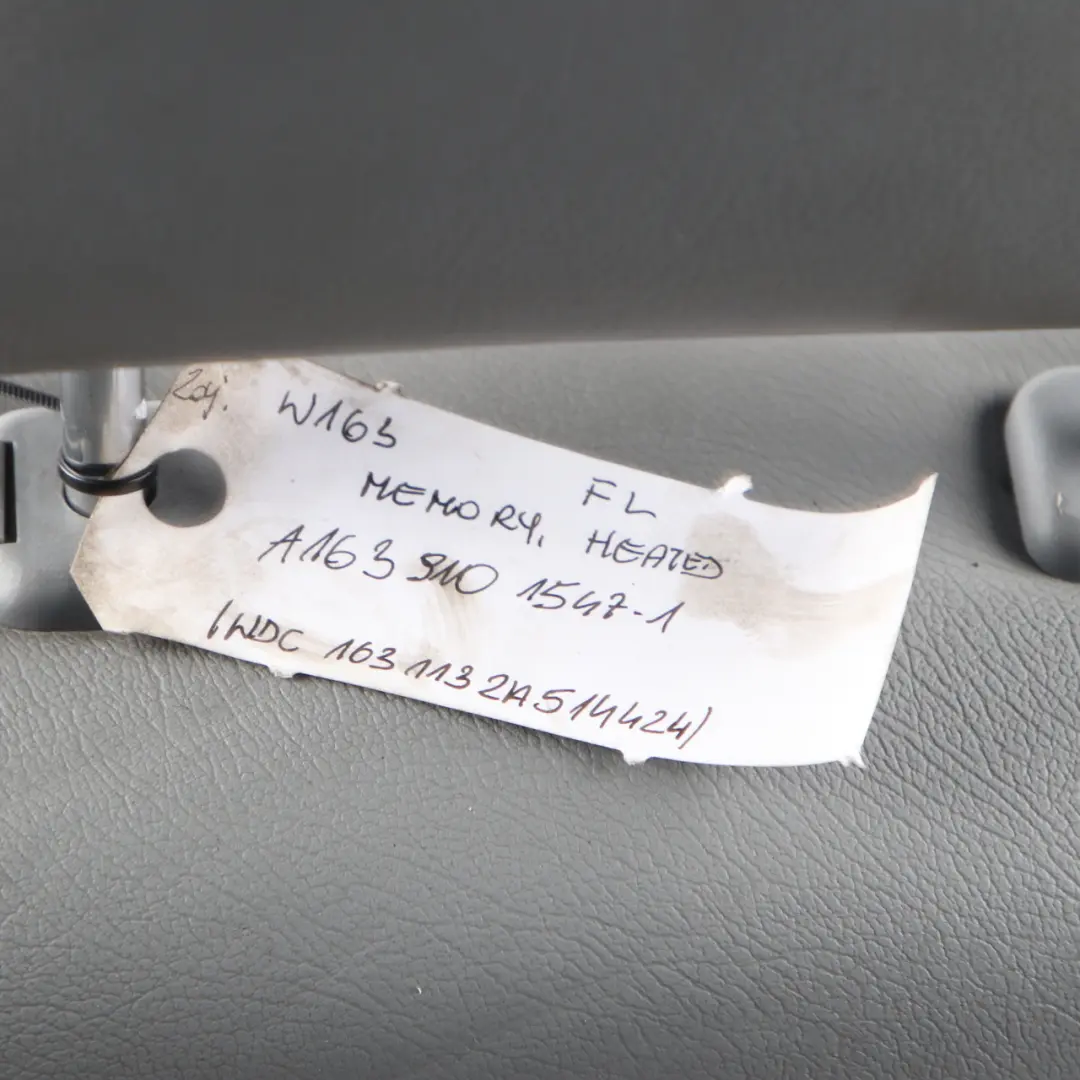  Front Seat Mercedes W163 Left N/S Heated Grey Leather Electric Memory - SKU rhd-A1639101547-1 - Part number A1639101547
