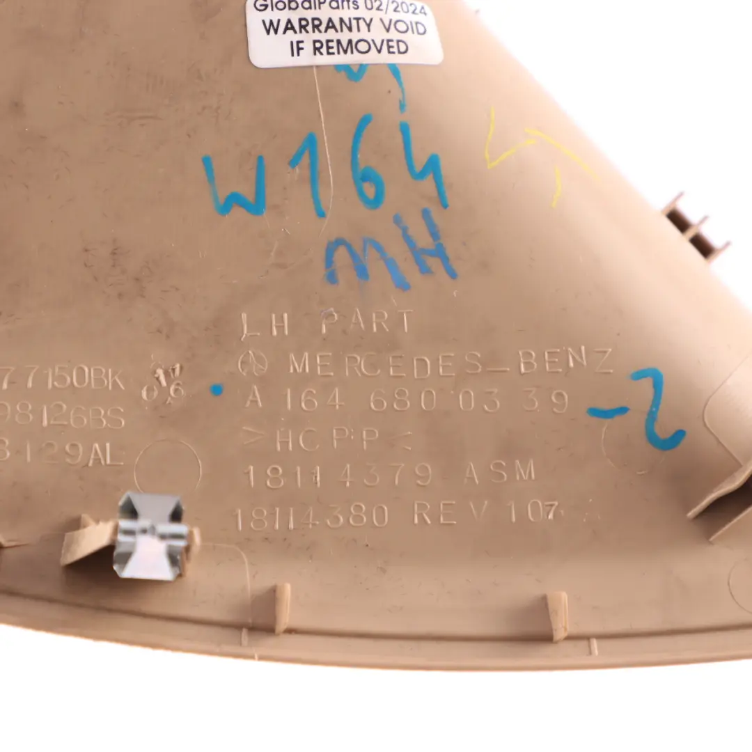 Dashboard Cover Panel Trim Left N/S Buckskin Beige to Mercedes ML W164 with Part number A1646800339 Mercedes ML W164 Dashboard Cover Panel Trim Left N/S Buckskin Beige - SKU rhd-A1646800339-2 - Part number A1646800339