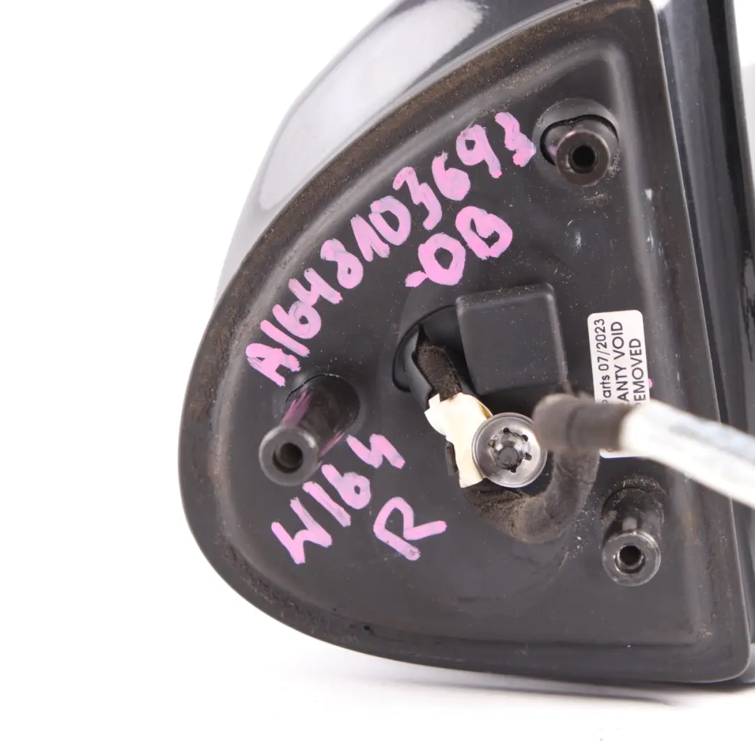 Wing Mirror Right O/S Power Fold Obsidian Black Metallic - 197 to Mercedes ML W164 with Part number A1648103693 Mercedes ML W164 Wing Mirror Right O/S Power Fold Obsidian Black Metallic - 197 - SKU rhd-A1648103693-OB - Part number A1648103693