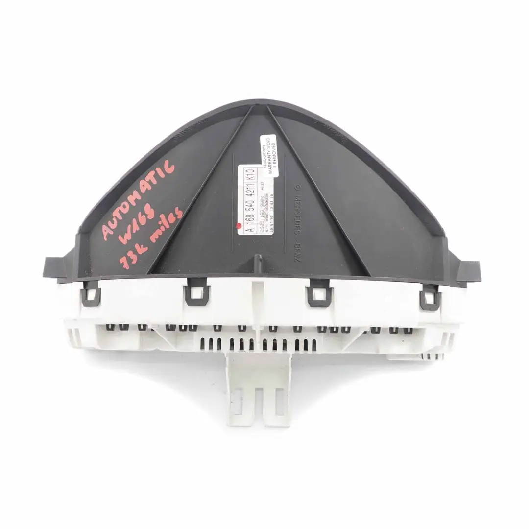 Speedo Clocks Mercedes W168 Petrol Instrument Cluster Automatic to with Part number A1685404211 Speedo Clocks Mercedes W168 Petrol Instrument Cluster Automatic - SKU rhd-A1685404211 - Part number A1685404211
