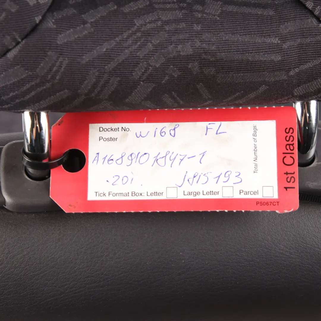  Mercedes-Benz W168 Cloth Fabric / Leather Front Left N/S Seat Slate Grey - SKU rhd-A1689101847-1 - Part number A1689101847