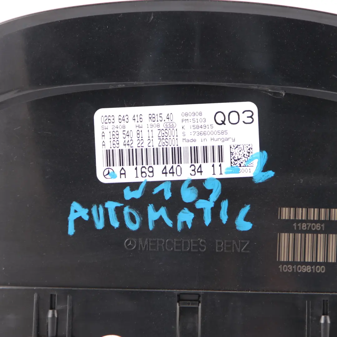 Mercedes W169 Petrol Instrument Cluster Speedo Clocks MPH Automatic - SKU rhd-A1694403411-2 - Part number A1694403411