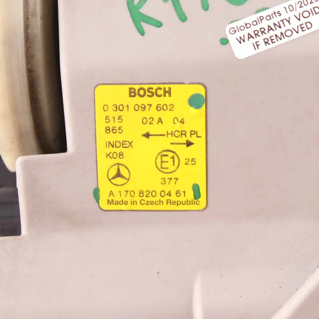 Headlight Headlamp Front Right O/S Lamp Light to Mercedes SLK R170 with Part number A1708200461 Mercedes SLK R170 Headlight Headlamp Front Right O/S Lamp Light - SKU rhd-A1708200461 - Part number A1708200461