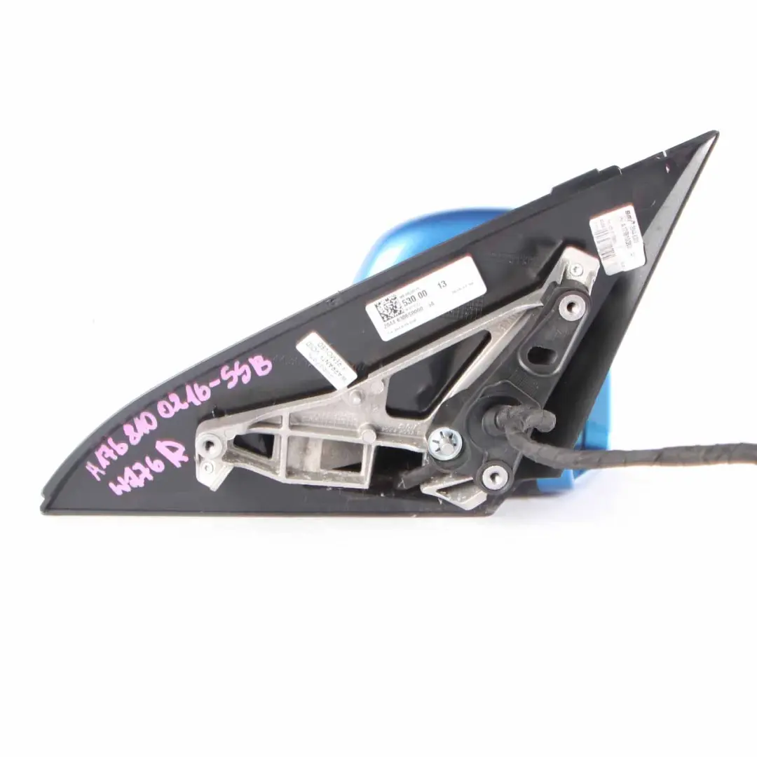 Mercedes-Benz A W176 Right O/S Outside Wing Door Mirror South Sea Blue Metallic to with Part number A1768100216 Mercedes-Benz A W176 Right O/S Outside Wing Door Mirror South Sea Blue Metallic - SKU rhd-A1768100216-SSB - Part number A1768100216