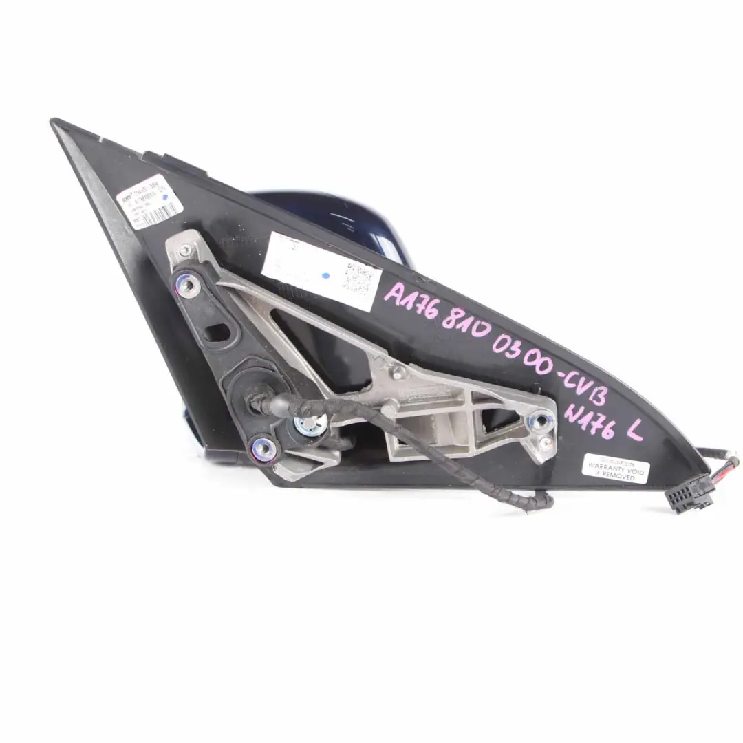 Wing Mirror Door Left N/S Outside Cavansite Blue Metallic 890 to Mercedes W176 with Part number A1768100300 Mercedes W176 Wing Mirror Door Left N/S Outside Cavansite Blue Metallic 890 - SKU rhd-A1768100300-CVB - Part number A1768100300