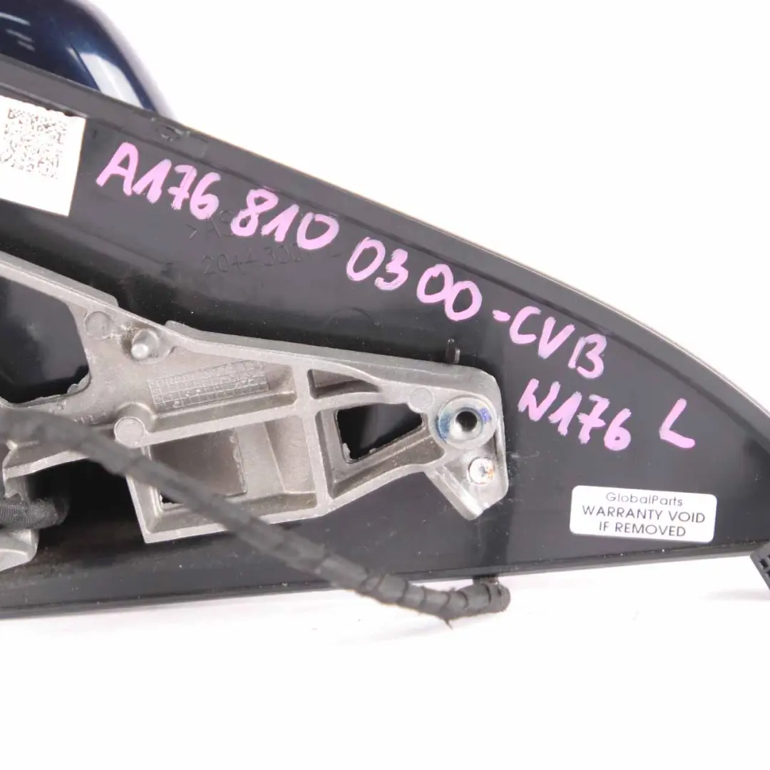 Wing Mirror Door Left N/S Outside Cavansite Blue Metallic 890 to Mercedes W176 with Part number A1768100300 Mercedes W176 Wing Mirror Door Left N/S Outside Cavansite Blue Metallic 890 - SKU rhd-A1768100300-CVB - Part number A1768100300