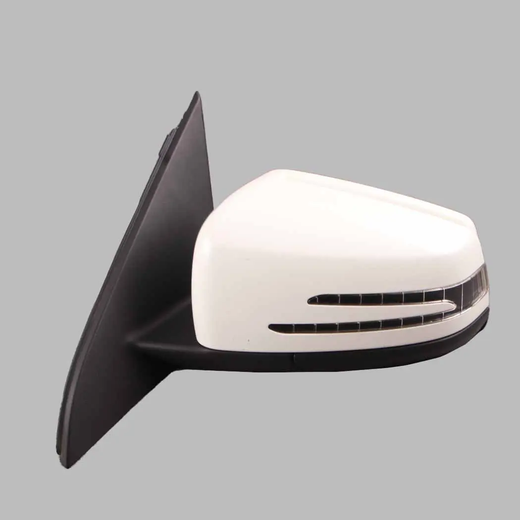 Wing Mirror Outside Power Fold Door Left N/S Calcite White - 650 to Mercedes W176 with Part number A1768100300 Mercedes W176 Wing Mirror Outside Power Fold Door Left N/S Calcite White - 650 - SKU rhd-A1768100300-CW - Part number A1768100300