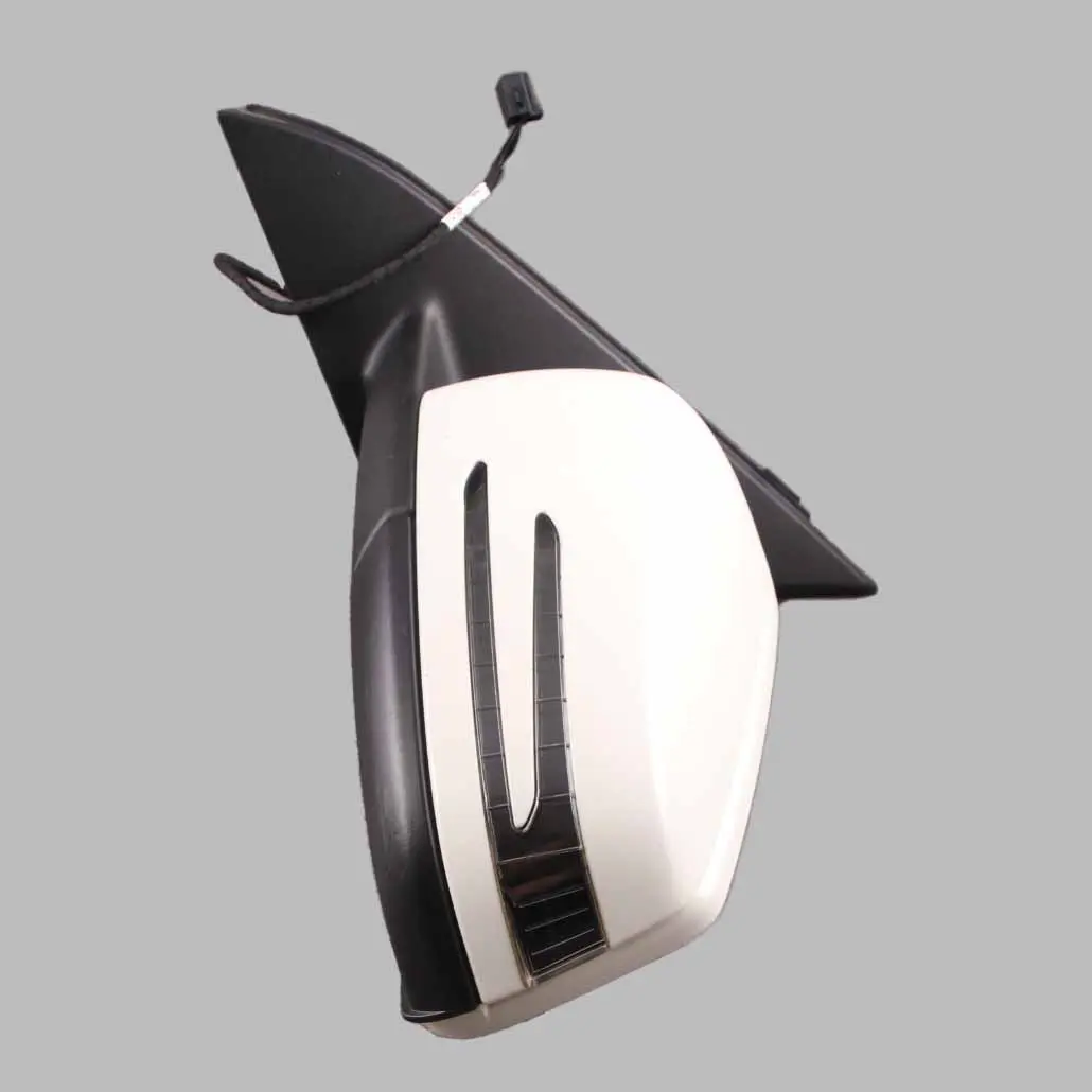 Wing Mirror Outside Power Fold Door Left N/S Calcite White - 650 to Mercedes W176 with Part number A1768100300 Mercedes W176 Wing Mirror Outside Power Fold Door Left N/S Calcite White - 650 - SKU rhd-A1768100300-CW - Part number A1768100300