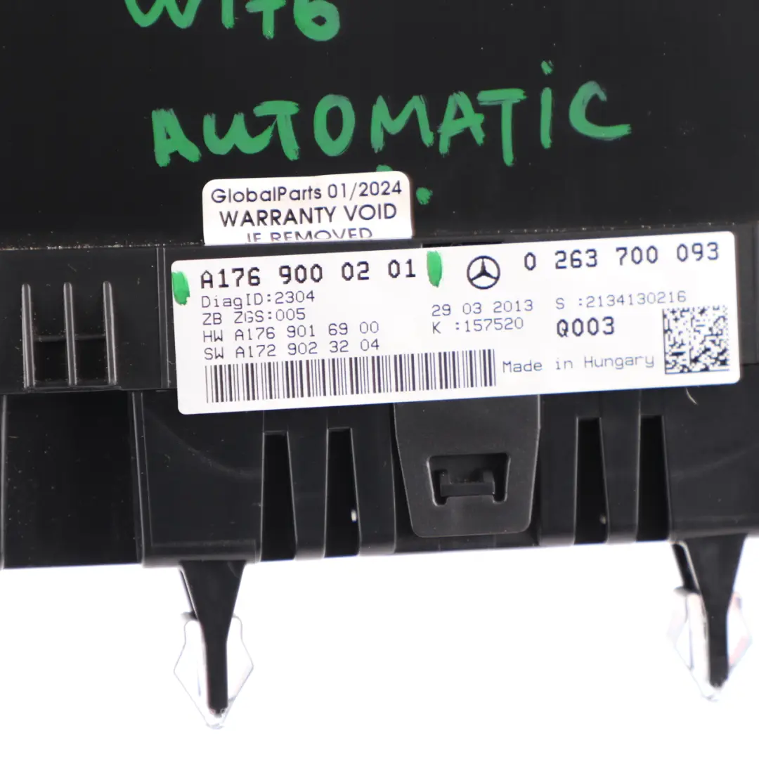 Instrument Cluster Speedo Clocks Automatic to Mercedes W176 Diesel with Part number A1769000201 Mercedes W176 Diesel Instrument Cluster Speedo Clocks Automatic - SKU rhd-A1769000201 - Part number A1769000201