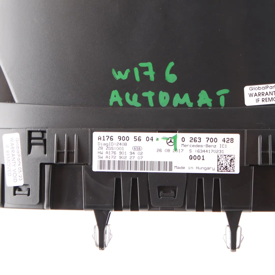 Instrument Cluster Mercedes W176 Diesel Speedo Clocks Trim Automatic to with Part number A1769005604 Instrument Cluster Mercedes W176 Diesel Speedo Clocks Trim Automatic - SKU rhd-A1769005604-1 - Part number A1769005604
