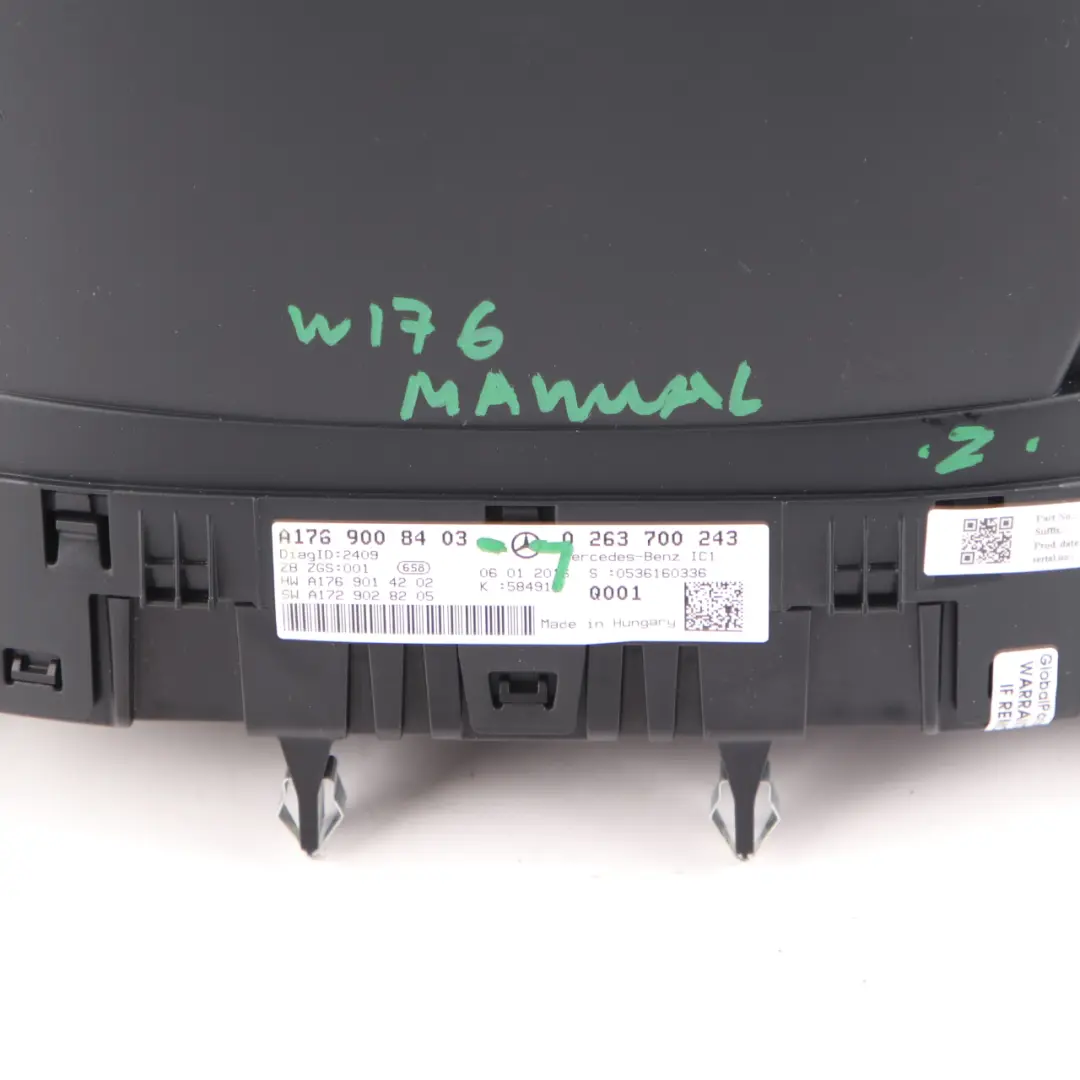 Instrument Cluster Mercedes W176 Diesel Speedo Clocks Manual to with Part number A1769008403 Instrument Cluster Mercedes W176 Diesel Speedo Clocks Manual - SKU rhd-A1769008403-1 - Part number A1769008403
