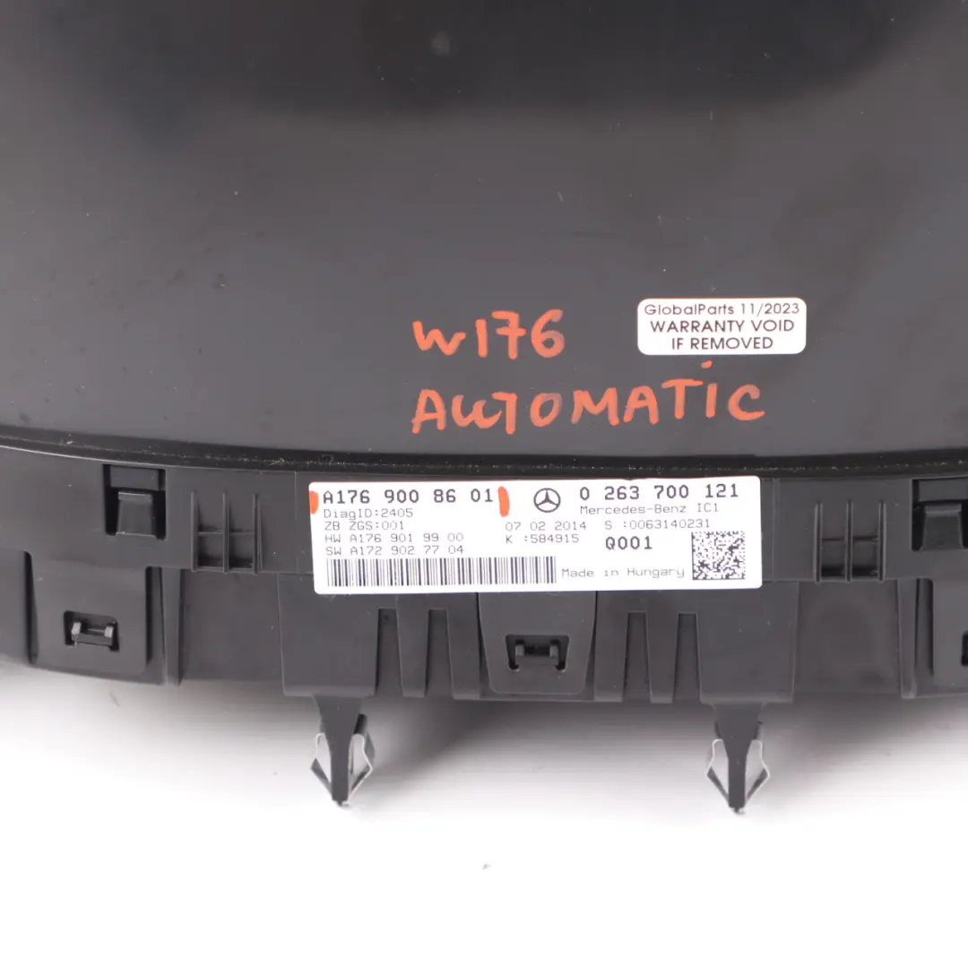 Instrument Cluster Speedo Clocks Automatic to Mercedes W176 Diesel with Part number A1769008601 Mercedes W176 Diesel Instrument Cluster Speedo Clocks Automatic - SKU rhd-A1769008601 - Part number A1769008601