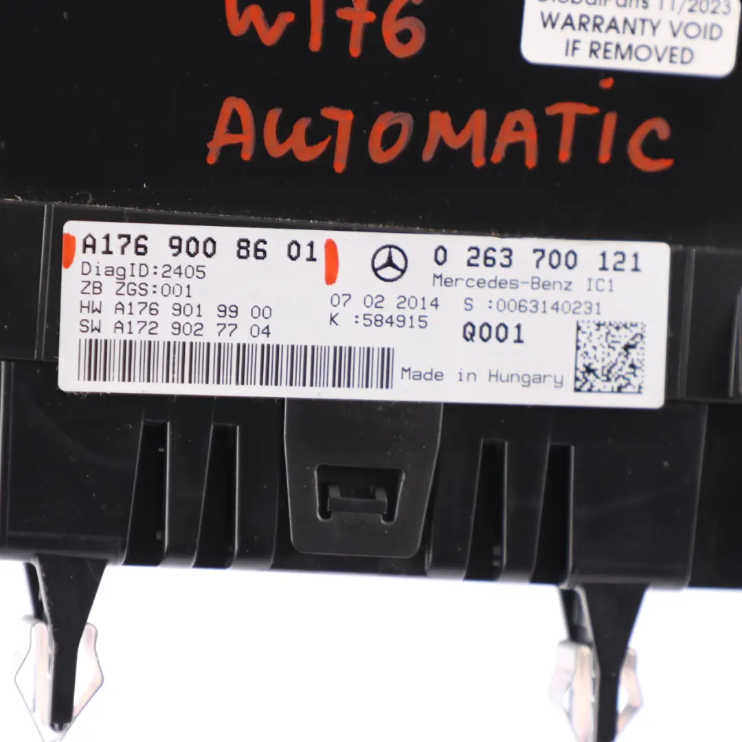 Instrument Cluster Speedo Clocks Automatic to Mercedes W176 Diesel with Part number A1769008601 Mercedes W176 Diesel Instrument Cluster Speedo Clocks Automatic - SKU rhd-A1769008601 - Part number A1769008601