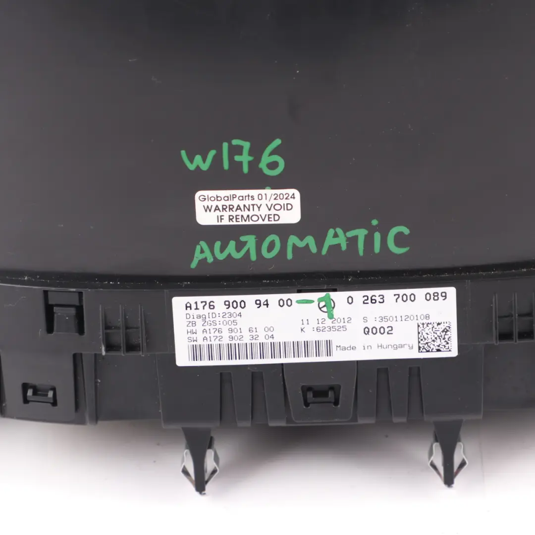 Mercedes W176 Instrument Cluster Diesel Speedo Clocks Automatic - SKU rhd-A1769009400-1 - Part number A1769009400