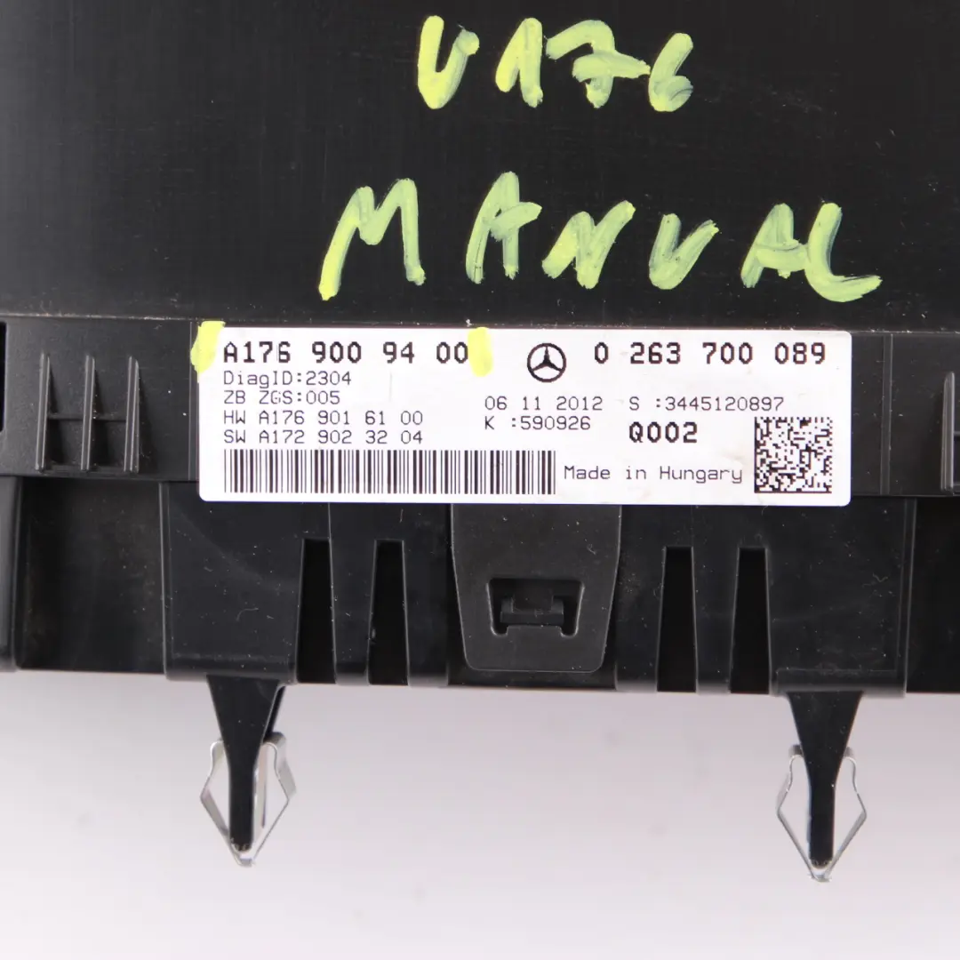 Instrument Cluster Mercedes W176 Diesel Speedo Clocks Trim Manual to with Part number A1769009400 Instrument Cluster Mercedes W176 Diesel Speedo Clocks Trim Manual - SKU rhd-A1769009400 - Part number A1769009400