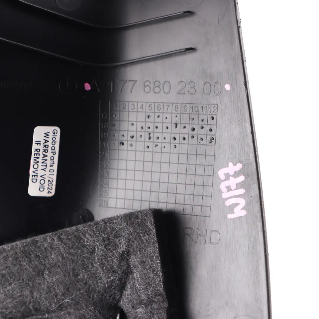 Footwell Panel Lower Trim Cover Front Right O/S to Mercedes W177 with Part number A1776802300 Mercedes W177 Footwell Panel Lower Trim Cover Front Right O/S - SKU rhd-A1776802300 - Part number A1776802300