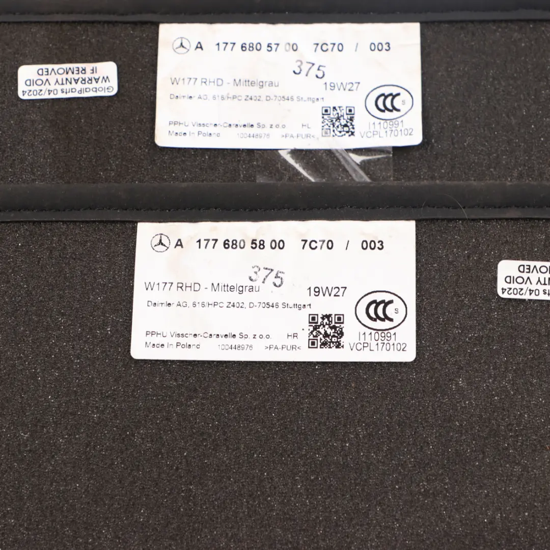 Mercedes W177 Floor Mats Set Interior Front Rear Cover Black - SKU rhd-A1776805400 - Part number A1776805400