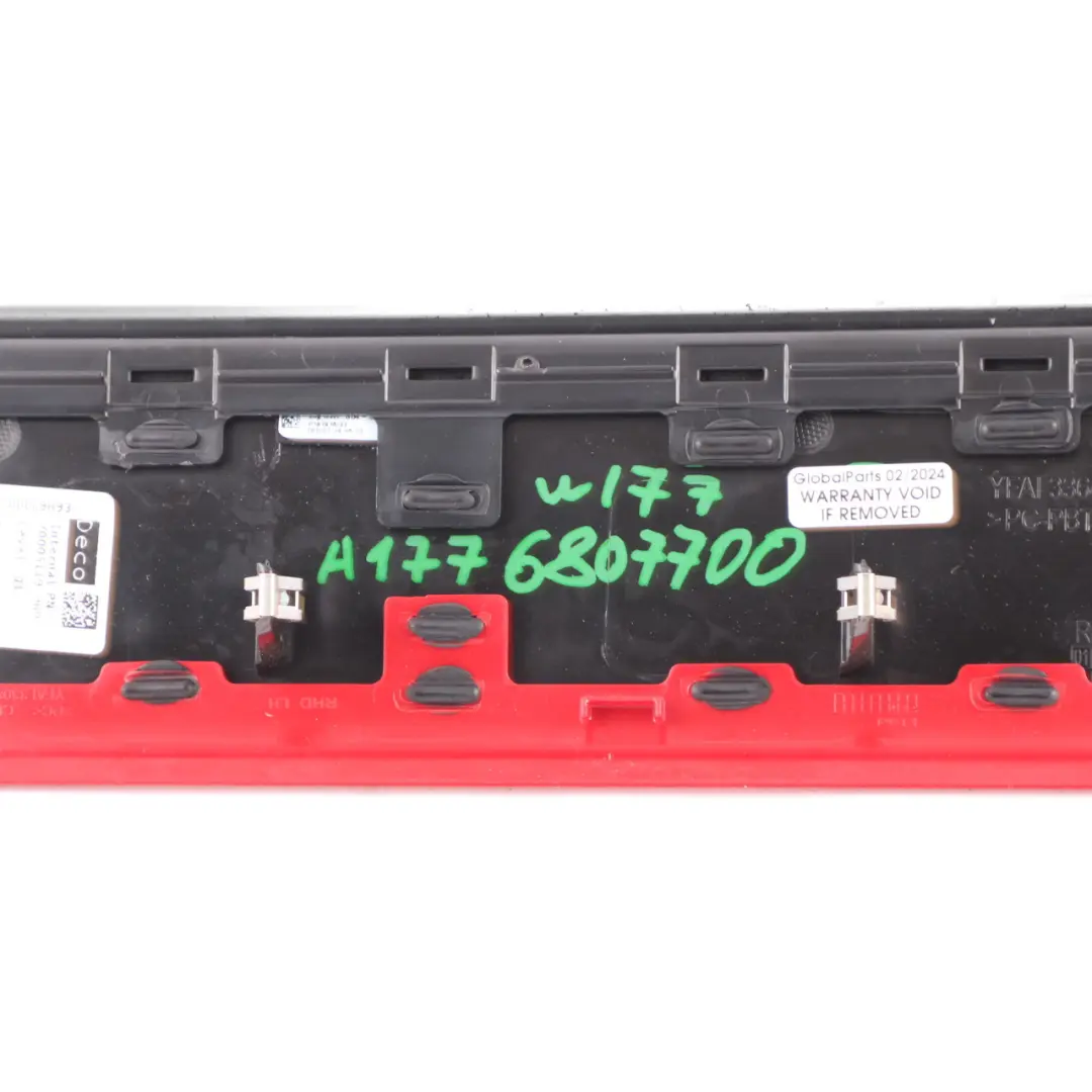 Dashboard Trim Strip Passanger Side Left N/S Black With Red Accent Mercedes W177 - SKU rhd-A1776807700 - Part number A1776807700