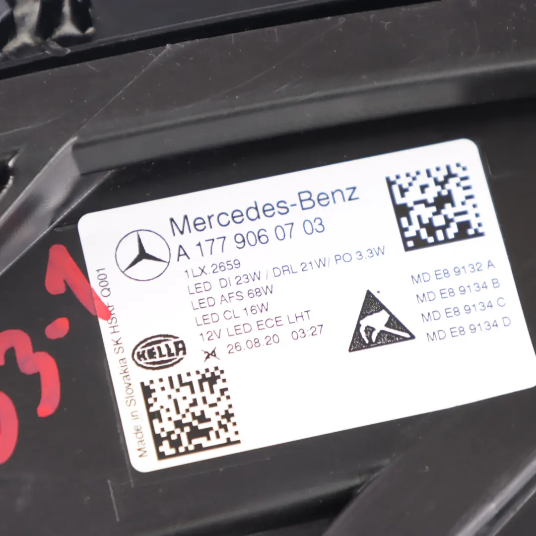 Headlamp Headlight LED Lamp Light Front Left N/S A1779060703 to Mercedes W177 with Part number A1779061303 Mercedes W177 Headlamp Headlight LED Lamp Light Front Left N/S A1779060703 - SKU rhd-A1779061303-1 - Part number A1779061303