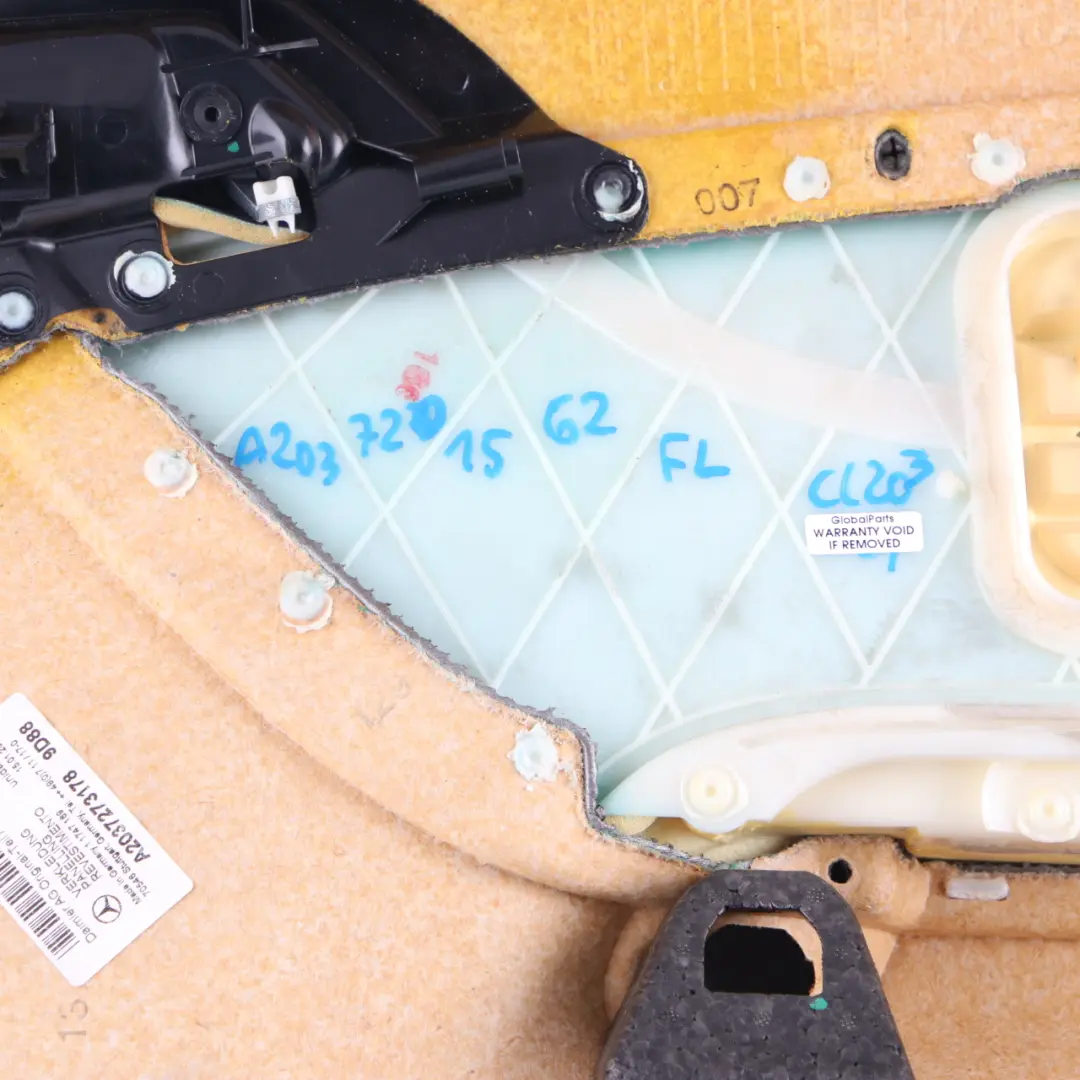 Front Left N/S Door Card Trim Panel Imitation Leather Black to Mercedes CLC CL203 with Part number A2037201562 Mercedes CLC CL203 Front Left N/S Door Card Trim Panel Imitation Leather Black - SKU rhd-A2037201562 - Part number A2037201562