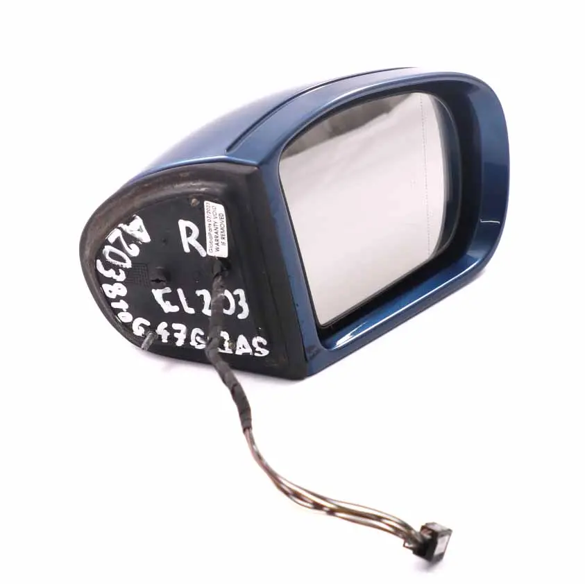 Wing Mirror Power Fold Door Right O/S Outside Jaspisblau Blue 345 to Mercedes W203 with Part number A2038106476 Mercedes W203 Wing Mirror Power Fold Door Right O/S Outside Jaspisblau Blue 345 - SKU rhd-A2038106476-JAS - Part number A2038106476