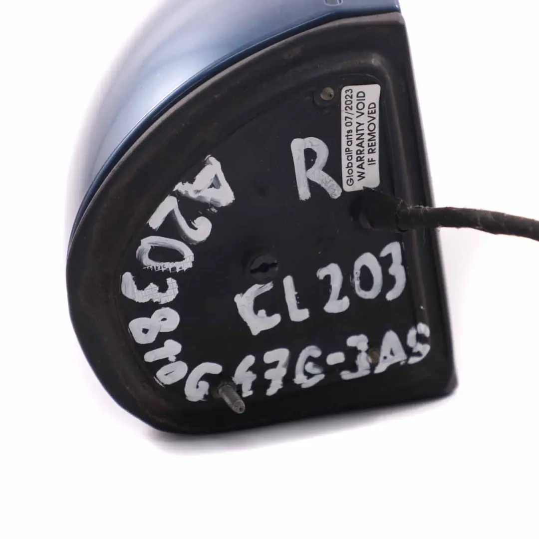 Wing Mirror Power Fold Door Right O/S Outside Jaspisblau Blue 345 to Mercedes W203 with Part number A2038106476 Mercedes W203 Wing Mirror Power Fold Door Right O/S Outside Jaspisblau Blue 345 - SKU rhd-A2038106476-JAS - Part number A2038106476