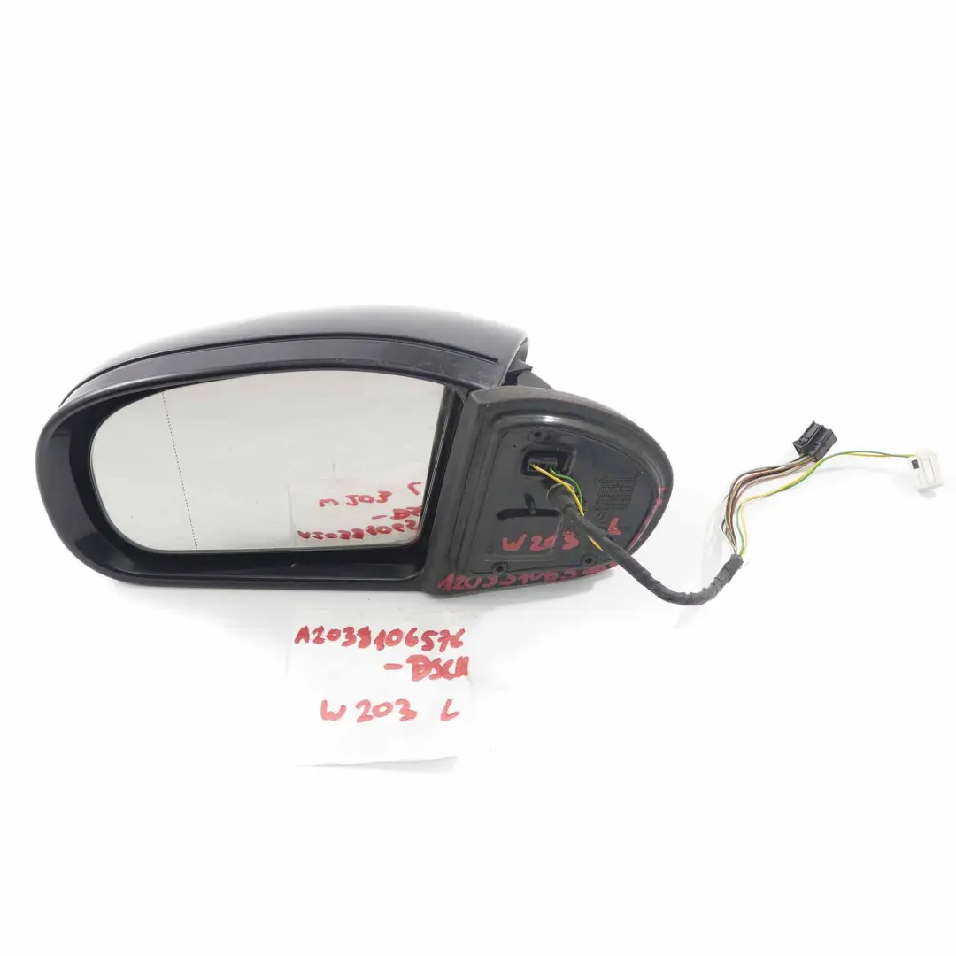 Mercedes W203 Wing Mirror Power Fold Door Left N/S Diamond Black Metallic - 768 - SKU rhd-A2038106576-DSCH - Part number A2038106576