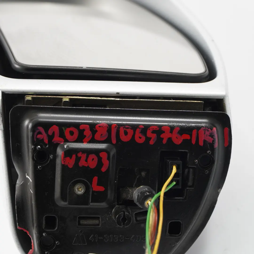 Wing Mirror Power Fold Door Left N/S Iridium Silver Metallic 775 to Mercedes W203 with Part number A2038106576 Mercedes W203 Wing Mirror Power Fold Door Left N/S Iridium Silver Metallic 775 - SKU rhd-A2038106576-IRS1 - Part number A2038106576