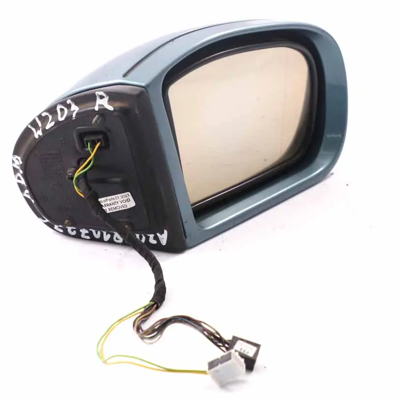 Wing Mirror Power Fold Door Right O/S Aragonite Blue - 941 to Mercedes W203 with Part number A2038107276 Mercedes W203 Wing Mirror Power Fold Door Right O/S Aragonite Blue - 941 - SKU rhd-A2038107276-ABM - Part number A2038107276
