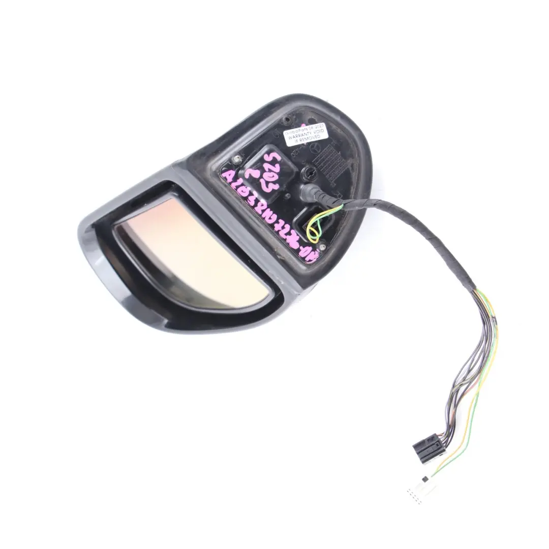Mercedes W203 Wing Mirror Door Right O/S Auto Dip Power Fold Obsidian Black 197 - SKU rhd-A2038107276-OB1 - Part number A2038107276