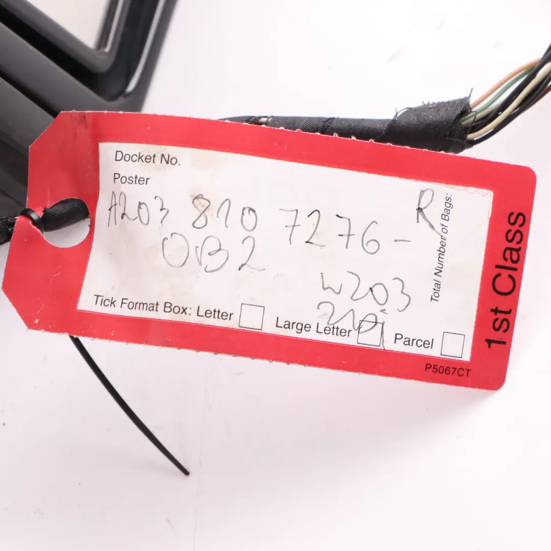 Wing Mirror Door Right O/S Auto Dip Power Fold Obsidian Black 197 to Mercedes W203 with Part number A2038107276 Mercedes W203 Wing Mirror Door Right O/S Auto Dip Power Fold Obsidian Black 197 - SKU rhd-A2038107276-OB2 - Part number A2038107276